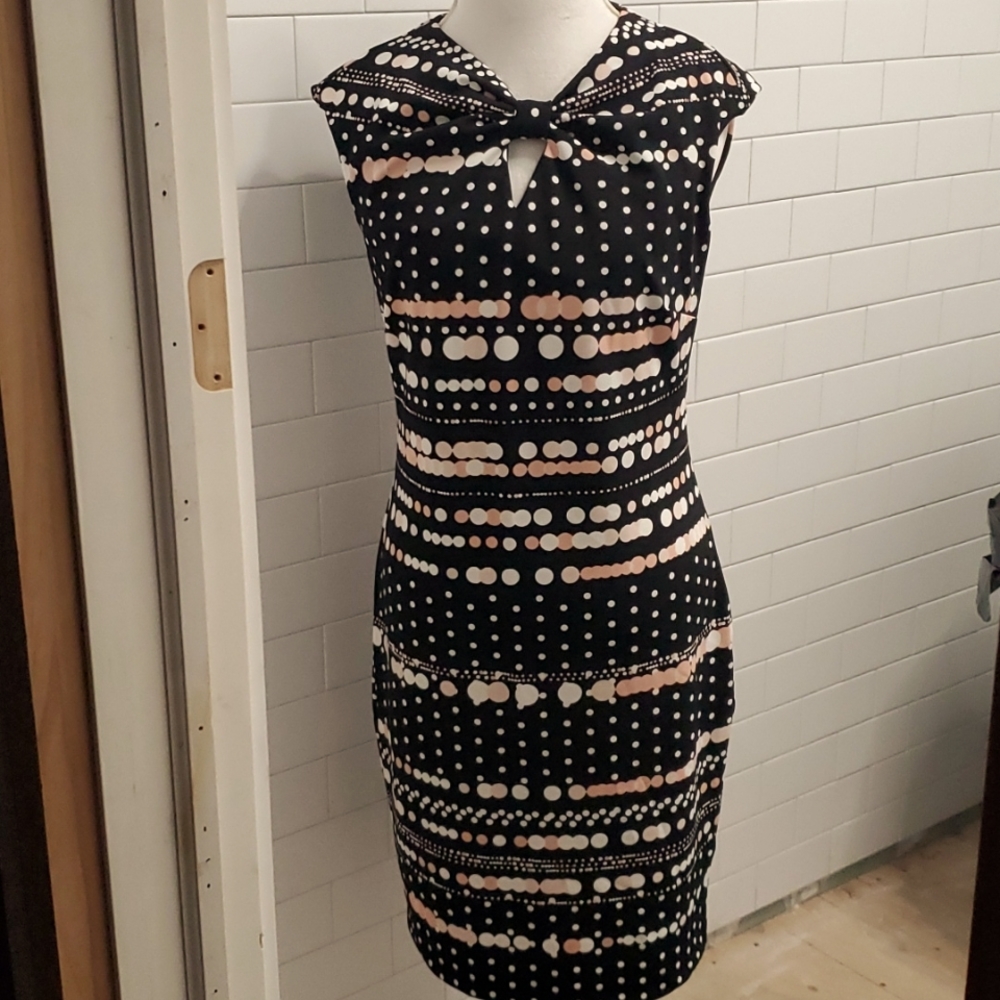 NWOT ILE Mod Dress /Shift Dress Black/cream/pale pink